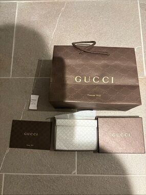 Gucci Brown Branded Gift Box and Shopping Bag Set